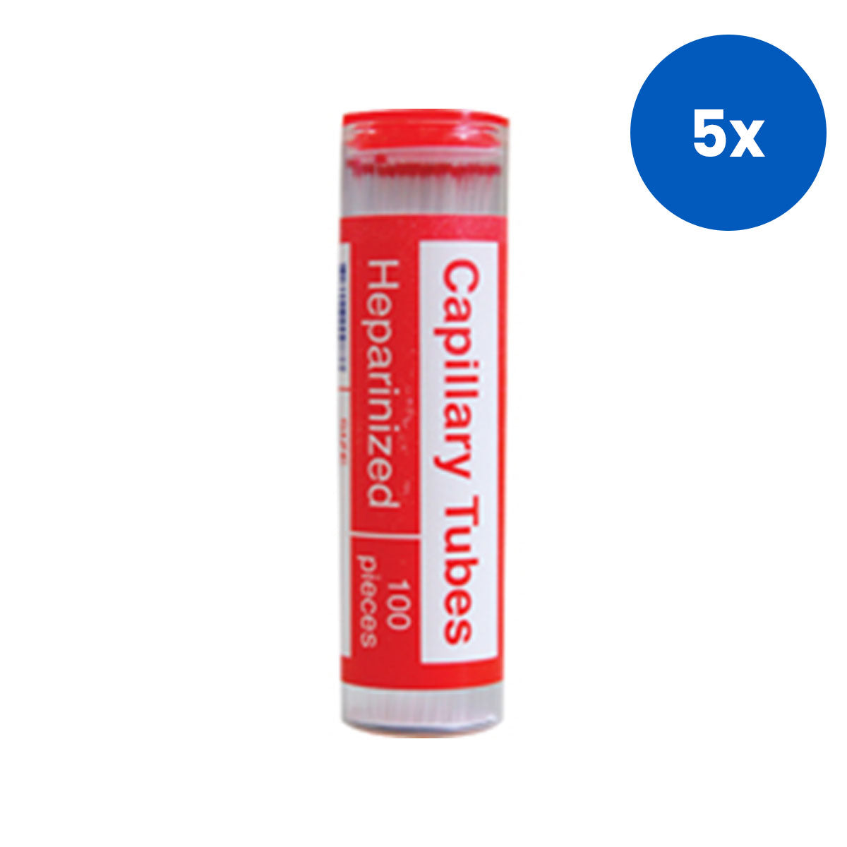 Livingstone Haematocrit Capillary Tubes 80ul Heparinised Borosilicate Glass 100 Pieces/Vial - Clear x5