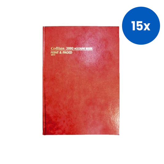 Collins Account Book 3880 A4 84 Leaf Hard Cover Feint Page - Red x15