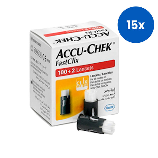Accu Check Fast Clix Lancets Used for Fast Clix Device 102 Pieces/Box - Black/White x15