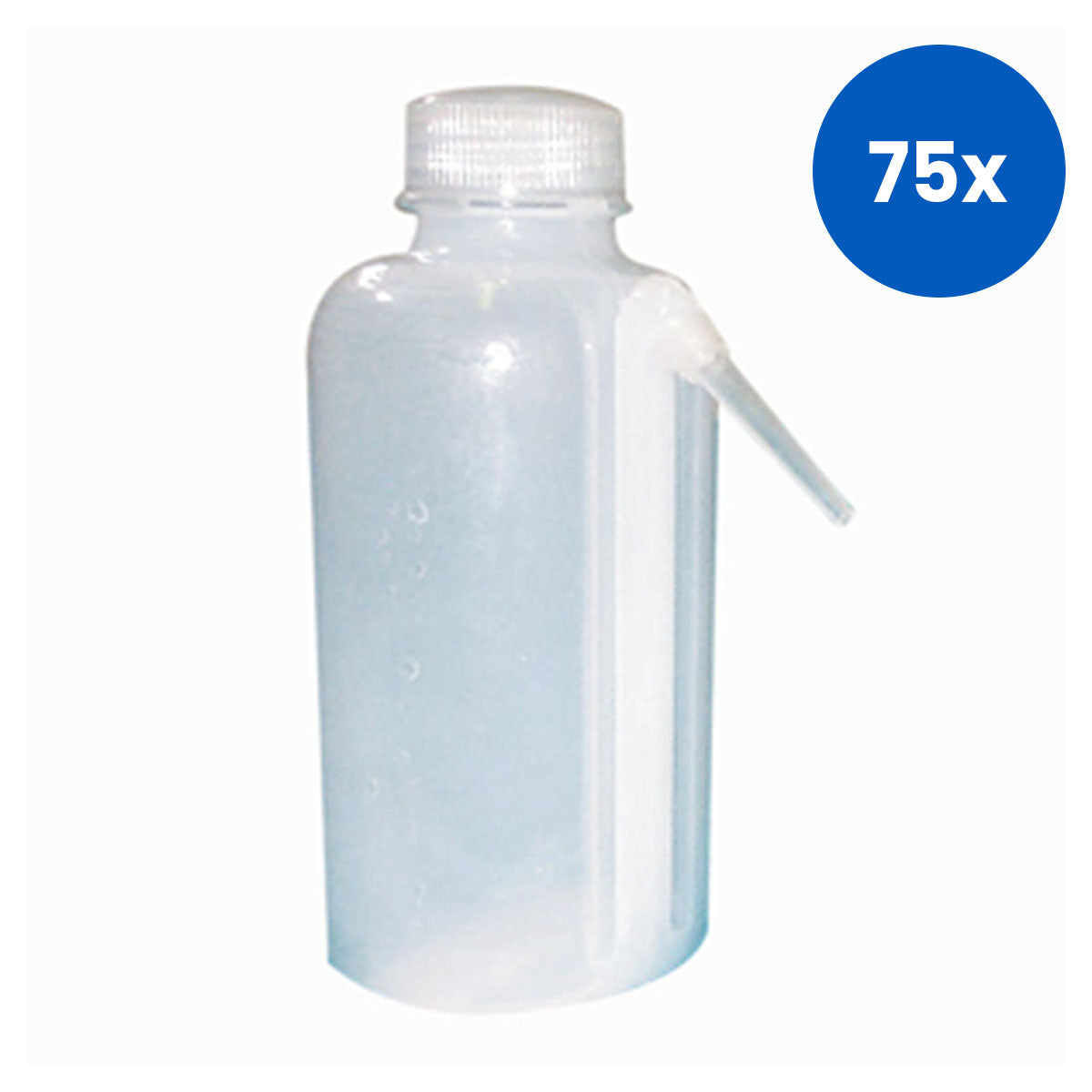 Livingstone Wash Bottle 250ml with Single Piece Tube on Side Polyethylene (LDPE) - White x75