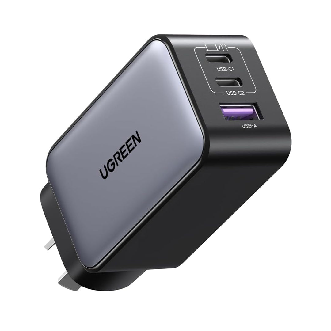 UGREEN Nexode 65W USB C GaN Charger-3 Ports Wall Silver