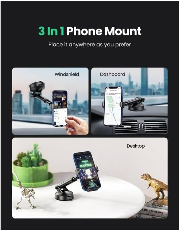 UGREEN Gravity Phone Holder wiSuction Cup Black