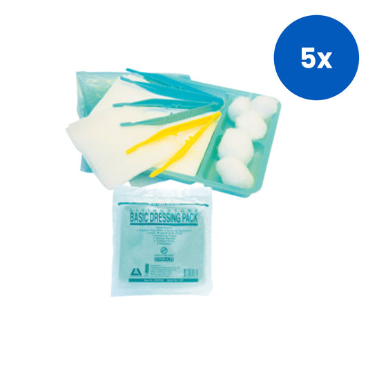 Livingstone Basic Wound Dressing Pack Sterile Latex Free 162 Packs/Carton - White x5