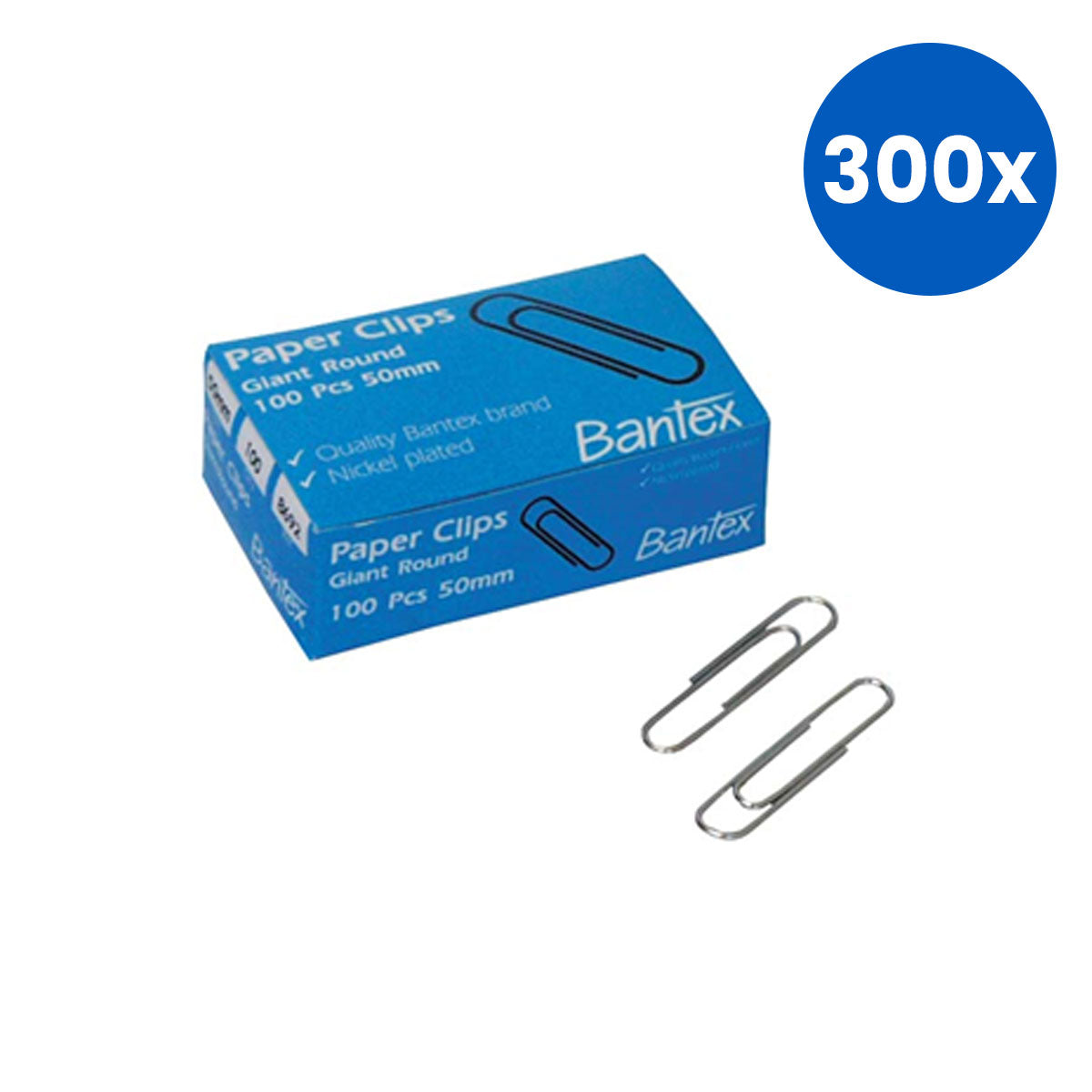 Bantex Paper Clips Boat-Shaped 33mm 100/Box - Clear x300