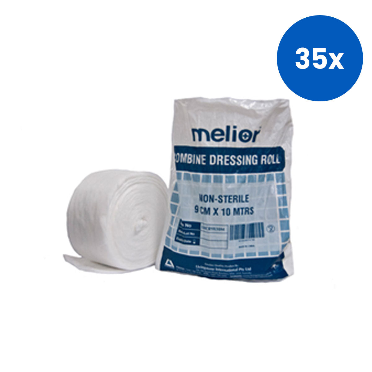 Livingstone Melior Combine Dressing Roll 9cmx10m Nonwoven Cotton Filled Non Sterile Wound Care - White x35