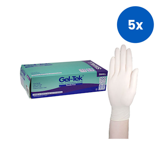 Geltek Latex Examination Gloves AS/NZ Polymer Coated Small Size 100 Pieces/Box 10 Boxes/Carton - Cream x5