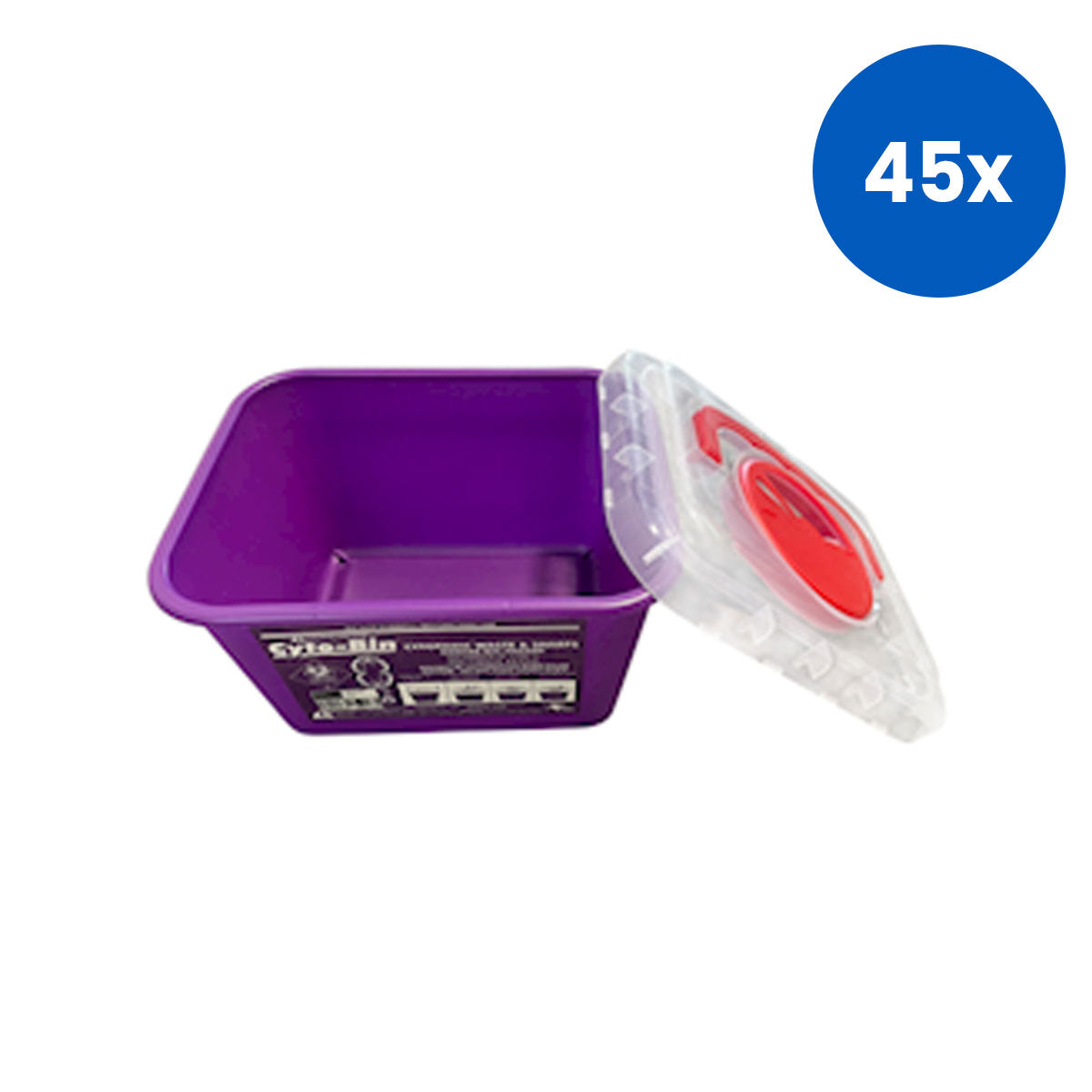 Livingstone Cytotoxic Purple Sharps Needles Waste Collector 4.75 L Rotating Lid and Finger Guard Recyclable Plastic - Purple x45