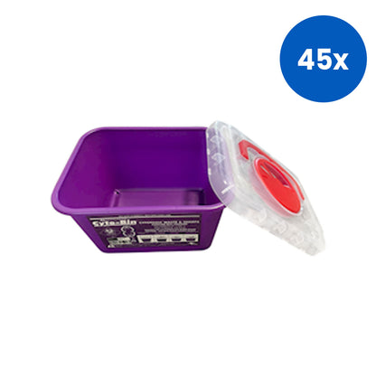 Livingstone Cytotoxic Purple Sharps Needles Waste Collector 4.75 L Rotating Lid and Finger Guard Recyclable Plastic - Purple x45