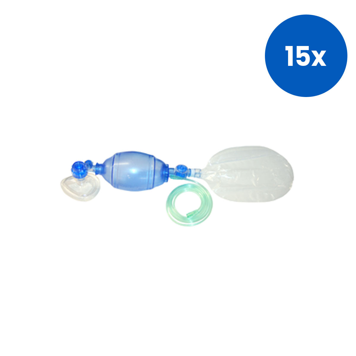 Livingstone Disposable Resuscitator Adult Pop-Off Mask Reservoir Bag - Transparent x15