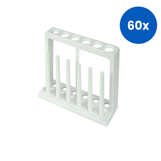 Livingstone Test Tube Rack Stand 19mm Test Tube 17x5.7x9.5cm 6 Holes with 6 Pegs - White x60