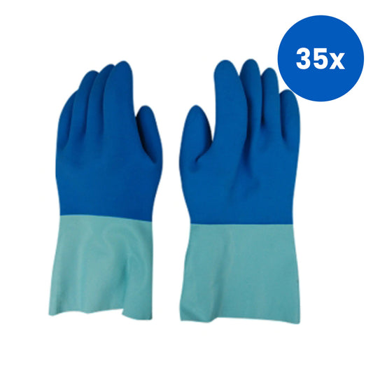 Ansell Hy-Care Cotton Knit Lined Rubber Gloves Size 9 - Blue/Green x35