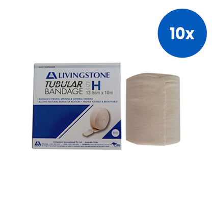 LIV Tubular Cotton Stockinette Bandage 13.5CMx10M Size H 1 Roll/Box- White x10