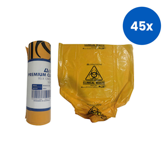 Livingstone Premium Clinical Waste Bags 95 x 120cm 120L 10 Pieces/Roll - Yellow x45