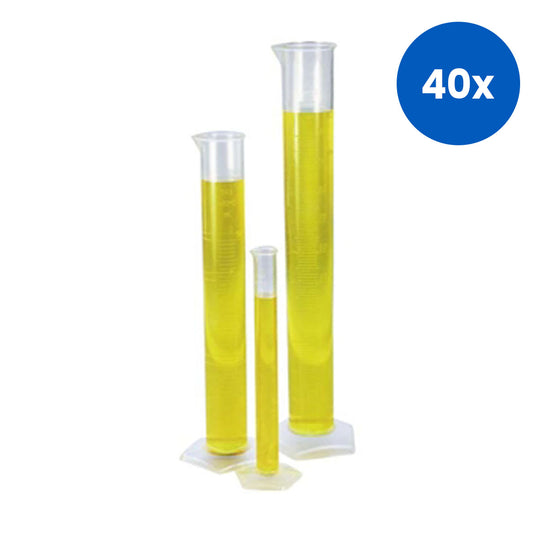 Aptaca Graduated Measuring Cylinder Low Form 100ml 34(OD)mm x 178(H)mm Autoclavable Polypropylene - Clear x40