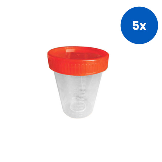 Specimen Sample Container Urine Jar 250ml Recyclable Plastic - Clear x5