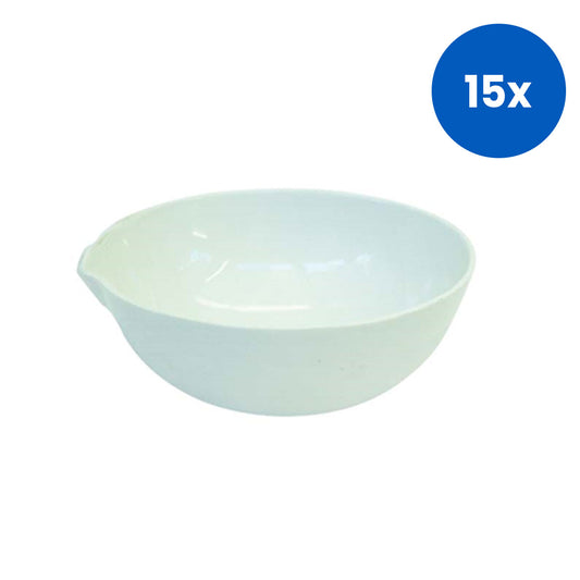 Livingstone Evaporating Dish 1000ml 206x64mm Round Bottom with Spout Porcelain - White x15