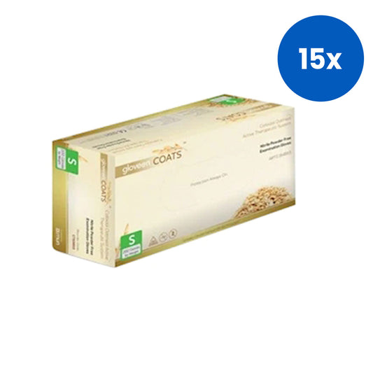 Gloveon COATS Colloidal Oatmeal Coated Examination Nitrile Gloves Small Size Powder Free 200 Pieces/Box - Blue x15