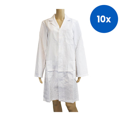 Livingstone Laboratory Coat Dust Coat Small Size 100pct Cotton with Press Stud Fastenings - White x10