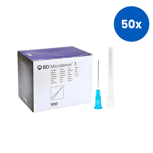BD Hypodermic Needle 23 Gauge x 1 Inch Precision Glide 100 Pieces/Box - Blue x50