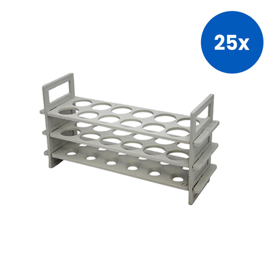 Livingstone Test Tube Rack Stand 28mm Test Tube 12 Holes without Pegs Recyclable Polypropylene - White x25