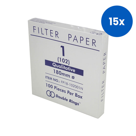 Double Ring Filter Paper Qualitative Medium Speed No. 102 180mm Pore Size Biodegradable 100/Box - White x15