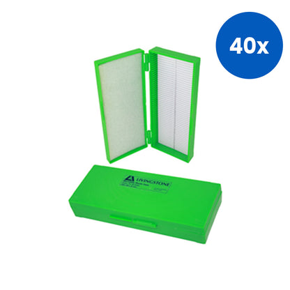 LIV Microslide Plastic Case 50 Slide Capacity 200x80x35mm Hinged Lid ABS Laboratory Storage - Green x40
