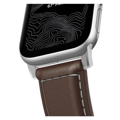 Nomad Traditional Strap Apple Watch 42/44/45/Ultra 49mm - Rustic Brown (Silver Hardware)