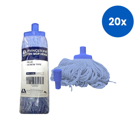 Livingstone Cotton Mop Head 550g 22mm Screw Type - Blue x20