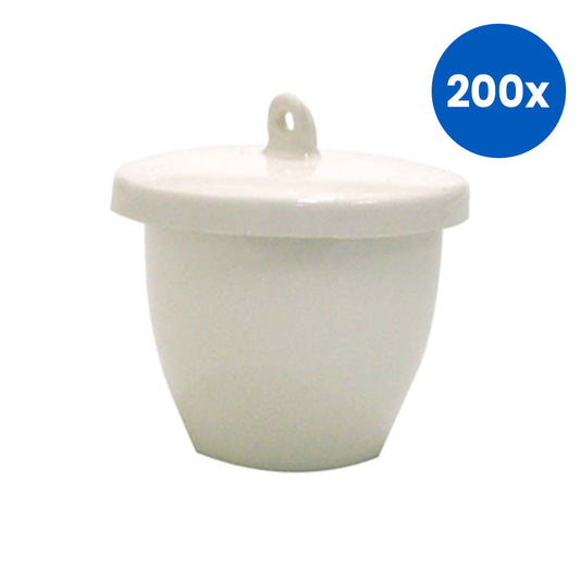 Livingstone Crucible with Lid 50ml Medium Wall Porcelain Heat Resistant Laboratory Vessel 53 x 46mm - White x1