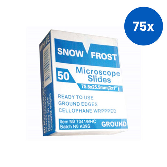 Snow Frost White Frosted Microscope Glass Slide Ground Edges 45 Degrees Corner 50/Pack - White x75