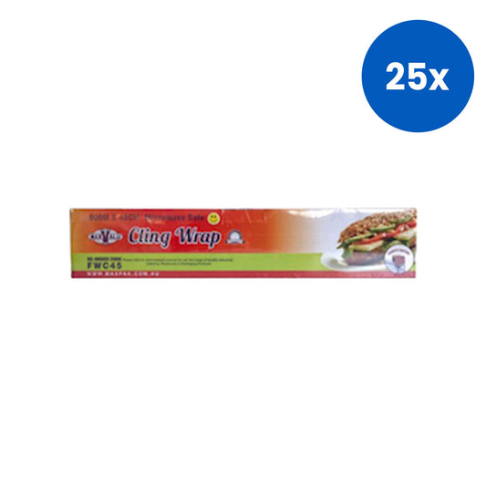 MaxValu Plastic Cling Wrap in Dispenser Pack with Cutter 45cm x 600m PVC & BPA Free - Red x25