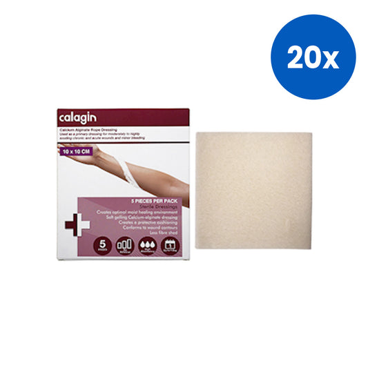 Calagin Calcium Alginate Dressing Non-Adherent 10cm x 10cm 5 Pieces/Pack - White x20