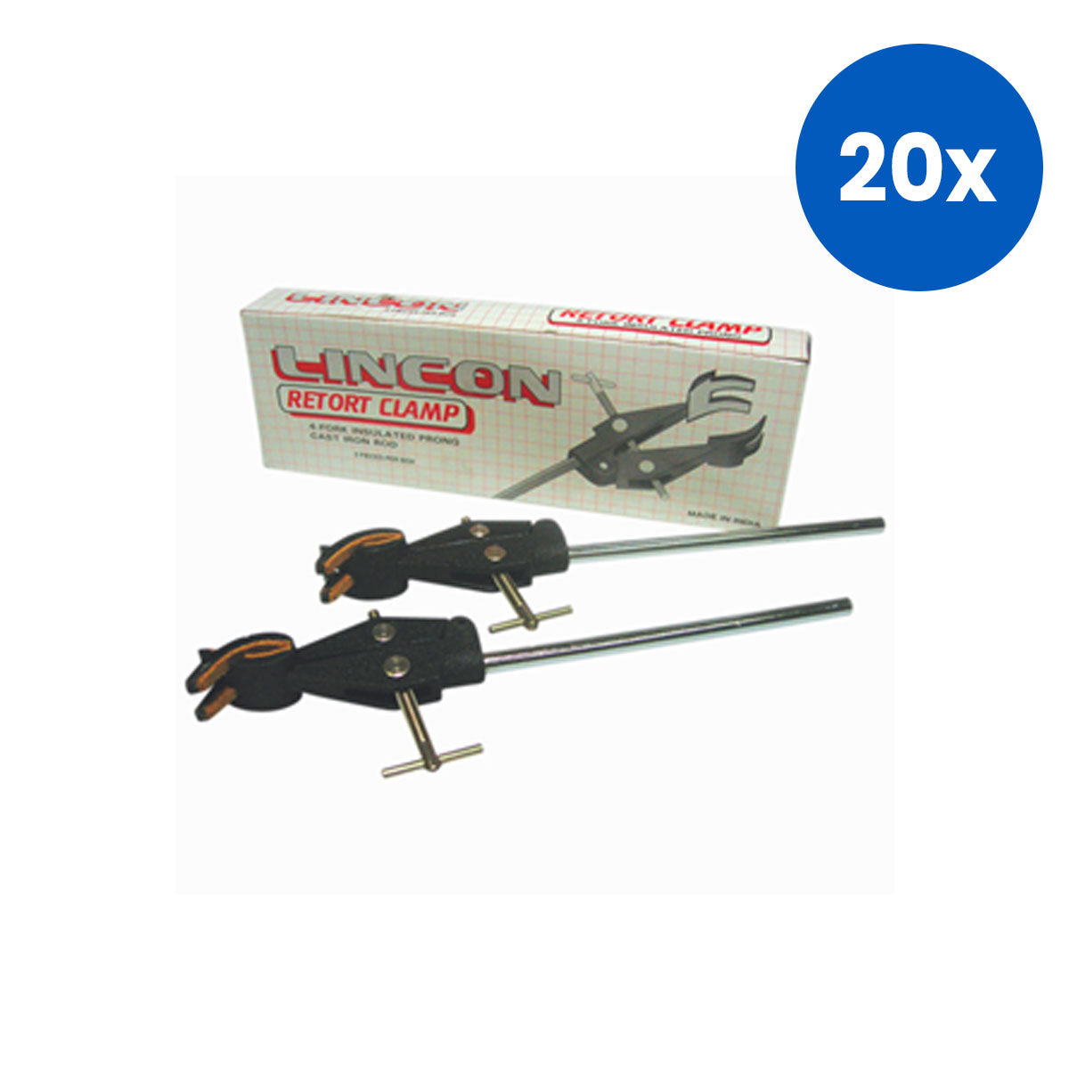 Lincon Retort Clamp 4-Prong Cork Insulated Cast Iron Rod 2/Box - Black x20