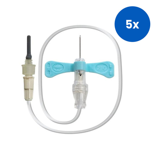 BD Vacutainer Safety-Lok Blood Collection Set with Luer Adapter 23x0.75  50/Box - Light Blue x5