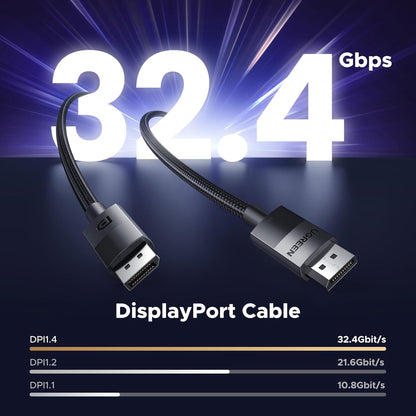 UGREEN DP 1.4 Male to Male Plastic Case Braided 1m