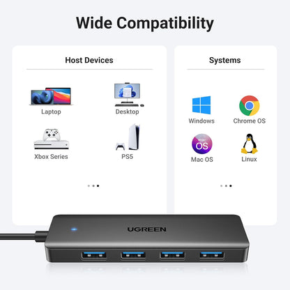 UGREEN 4 Port USB 3.0 Hub Black