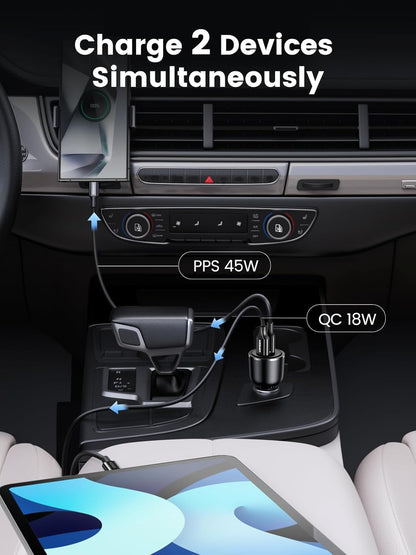 UGREEN 63W USB C and USB A Car Charger Black