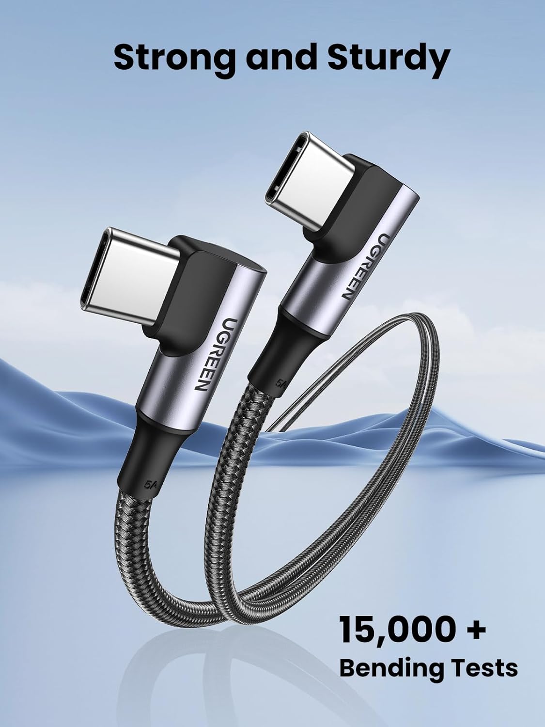 UGREEN Angle USB-C to Angle USB-C Braided 2m Black