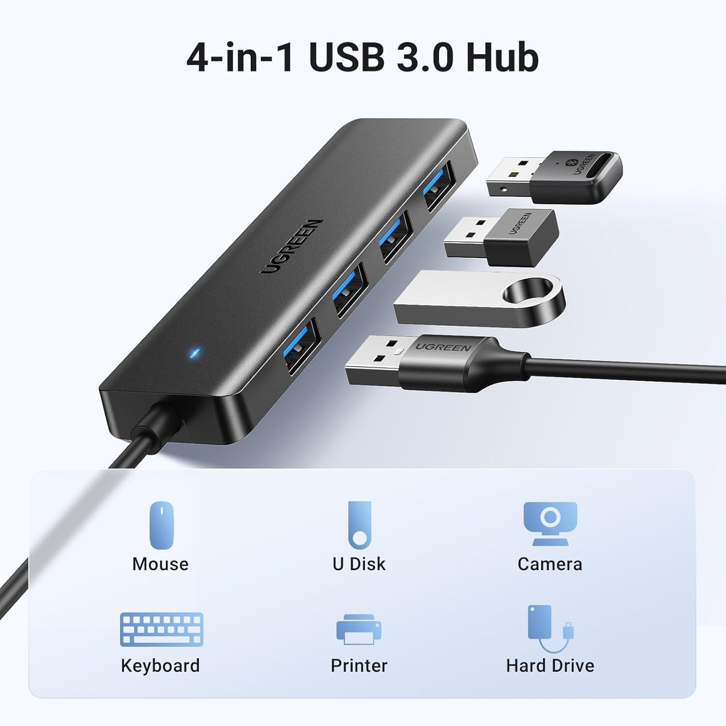UGREEN 4 Port USB 3.0 Hub Black
