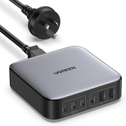UGREEN Nexode 200W USB C GaN Charger-6 Ports Desk Silver