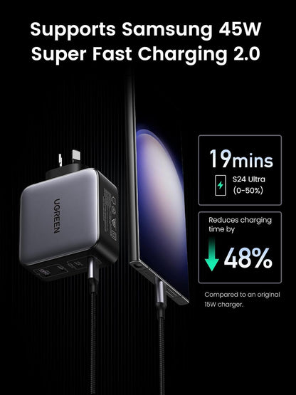 UGREEN Nexode 100W USB C GaN Charger-4 Ports Wall Silver