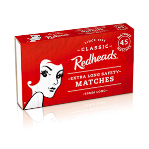 Redheads Extra Long Safety Matches 90mm 45 Pieces/Box - Red x120