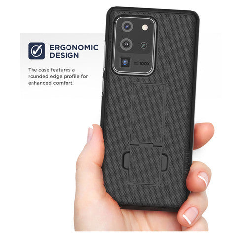 Encased Combo Case Samsung Galaxy S20 Ultra with Belt Clip Holster - Black