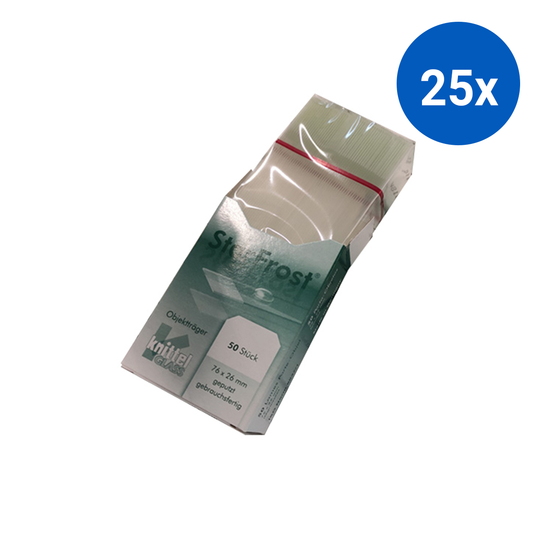 Starfrost Microscope Glass Slide Ground Edges 45deg Germany 50 Slides/Pack - White Frosted x25
