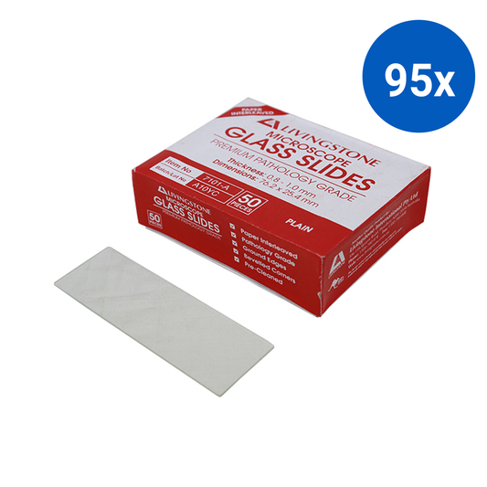 Livingstone Premium Microscope Glass Slide Plain 76.2 x 25.4mm 50/Pack - Clear x95