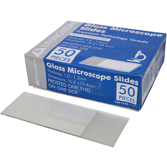 Liv Microscope Glass Slide Frosted 1 End 1 Side 1.0-1.2mm 76.2 x 25.4mm 50/Pack - White x95