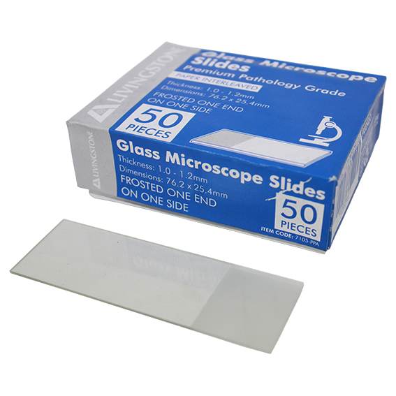 Livingstone Microscope Glass Slide Frosted One End One Side Thickness 1.0-1.2mm 76.2x25.4mm 50/Pack - White x95