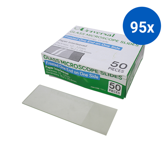 Universal Microscope Glass Slide Frosted One End One Side 1.0-1.2mm 76.2 x 25.4mm 50/Pack - White x95