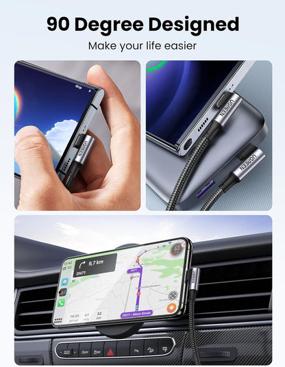 UGREEN Angle USB-C to Angle USB-C Braided 2m Black