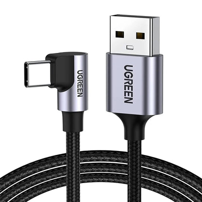 UGREEN Angle USB-C Male to USB-A Male Braided 1m Black
